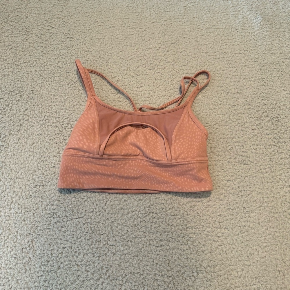 LULULEMON Nulu Mesh Support Yoga Bra Sz 6 Jewel Emboss Spiced Chai A/B Cup